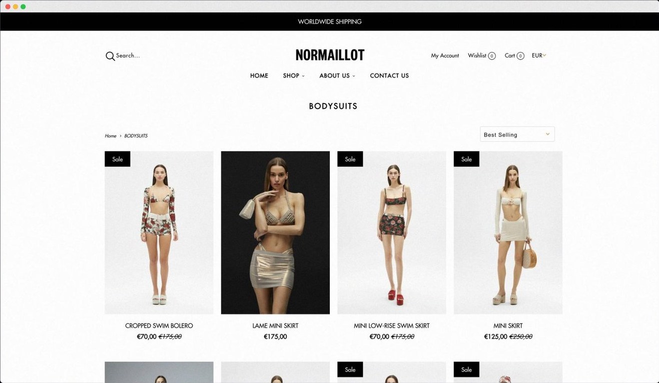 NORMAILLOT — fashion e-commerce shop page